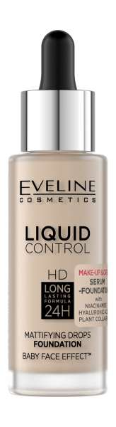 Eveline Liquid Control HD Mattifying Drops Foundation&nbsp;Жидкая тональная основа для лица с ниацинамидом | 010 Light Beige